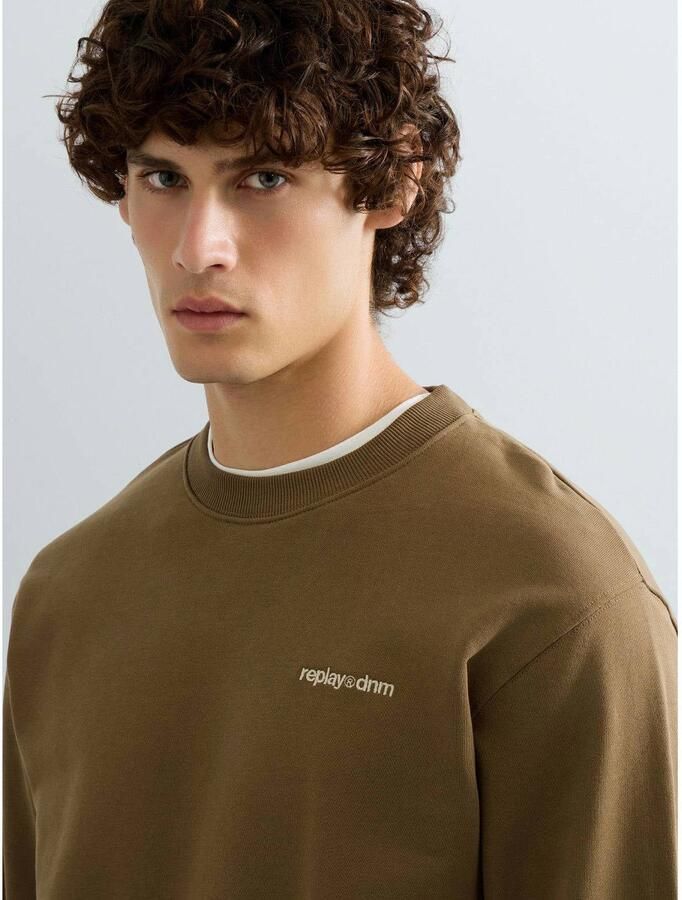 REPLAY regular fit trui met borduursels bruin - Foto 2