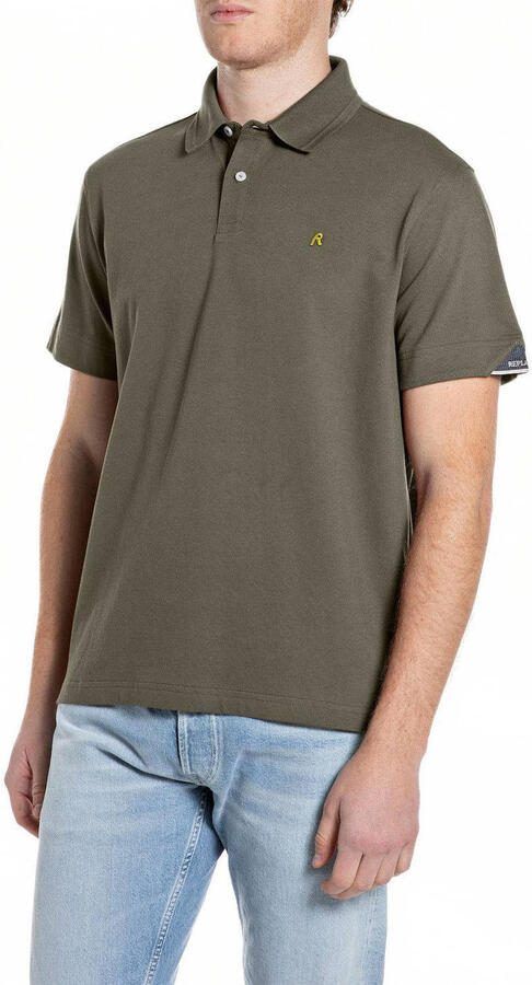 REPLAY regular polo donkergroen