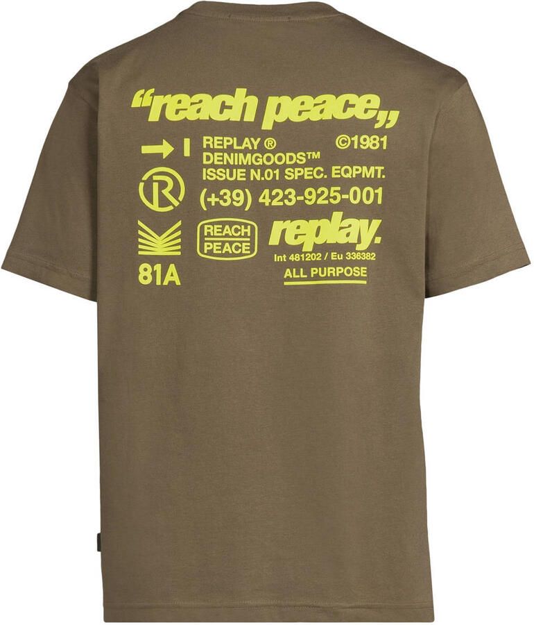 REPLAY regular T-shirt met backprint donkergroen - Foto 2