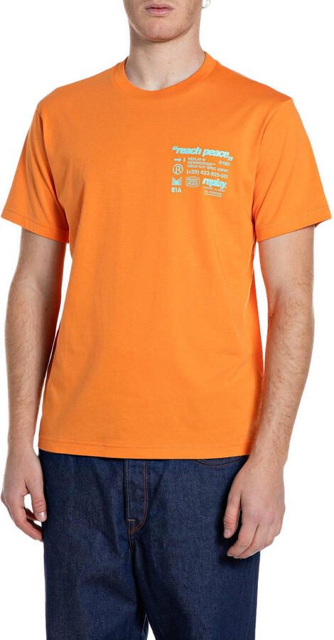 Replay Regular Fit T-shirt met statementprint