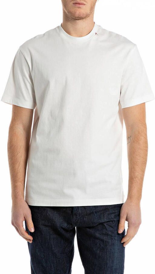 REPLAY regular T-shirt met backprint wit