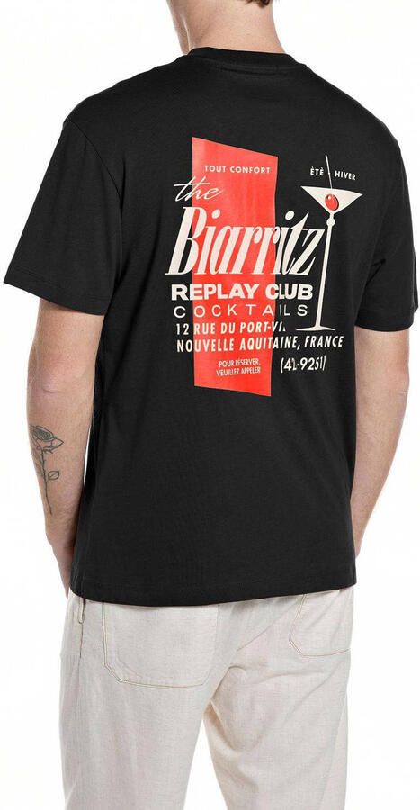 REPLAY regular T-shirt met backprint zwart - Foto 3