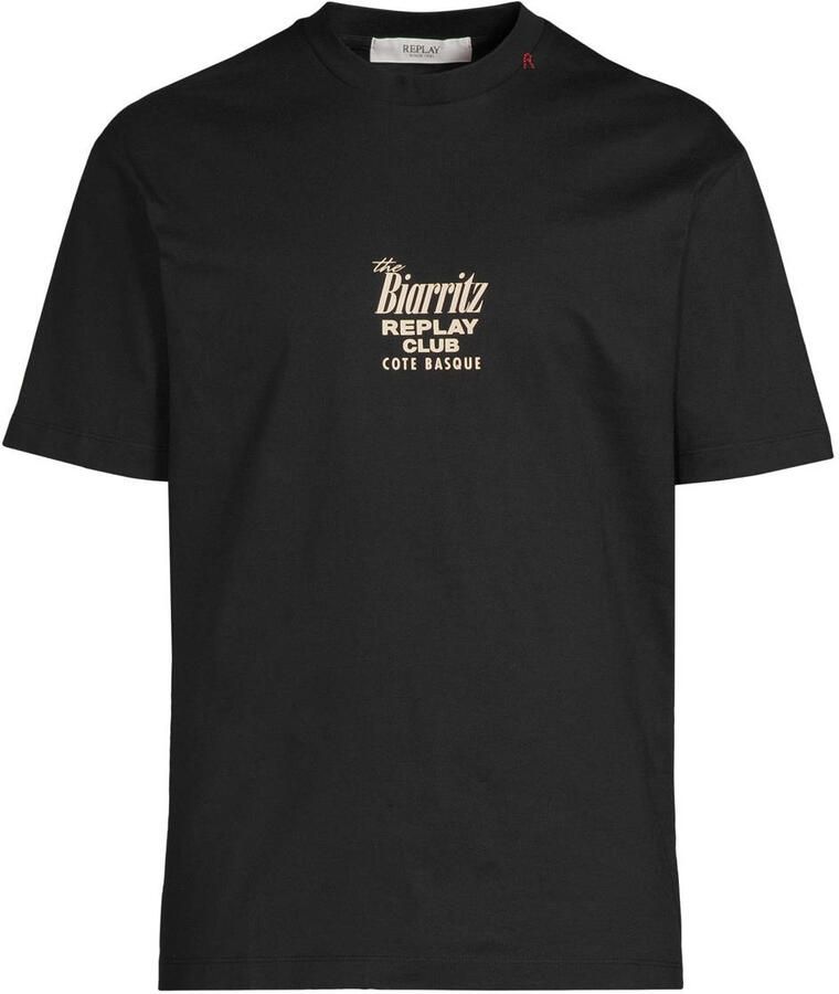 REPLAY regular T-shirt met backprint zwart - Foto 2