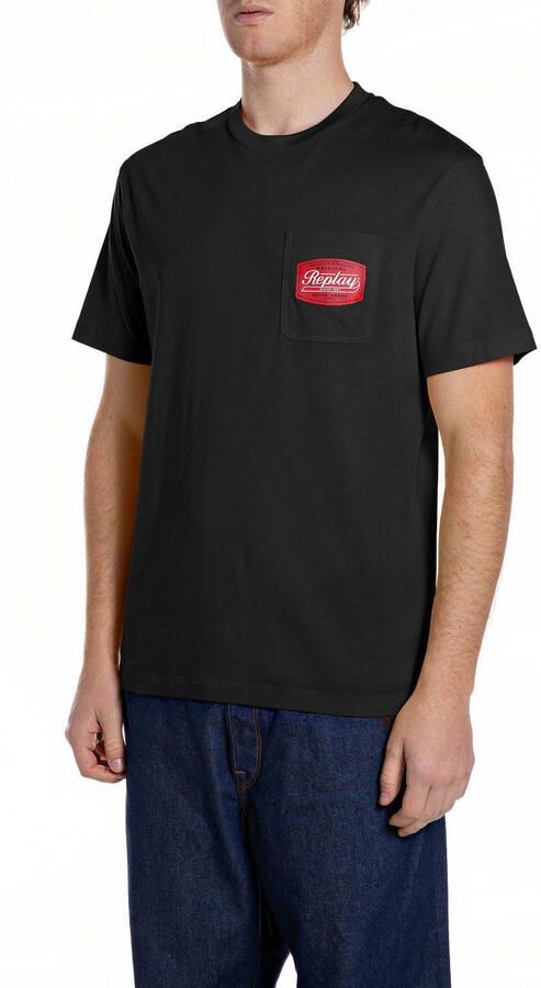 REPLAY regular T-shirt zwart