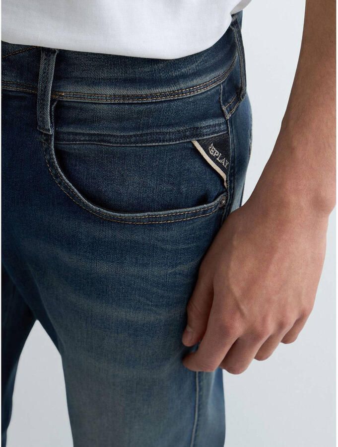 Replay Slim Fit Mid Waist Jeans Blue Heren