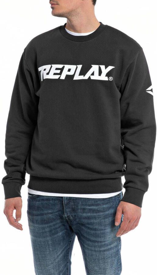 REPLAY sweater met logo zwart