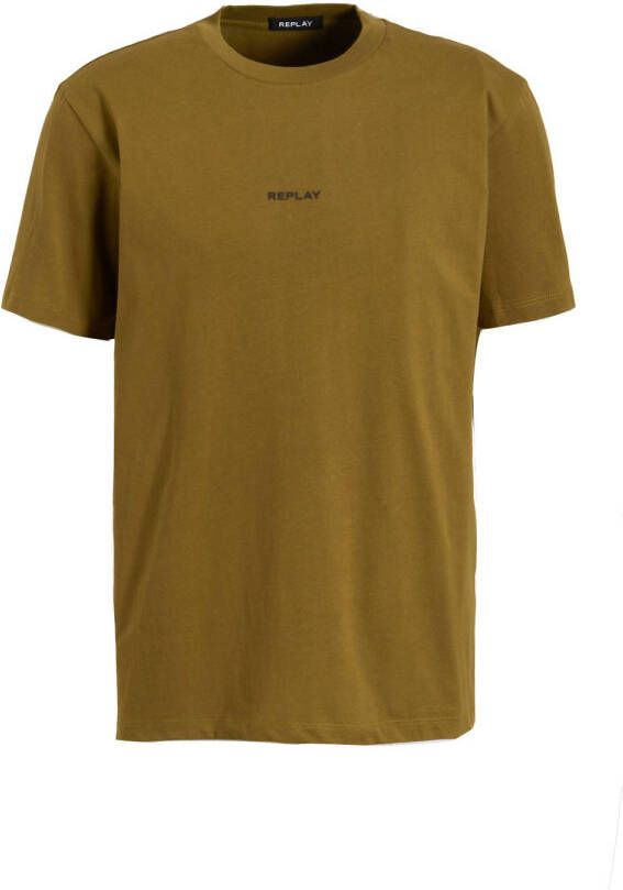 REPLAY T-shirt met logo army green