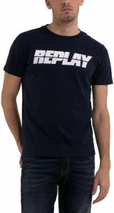 REPLAY T-shirt met logo dark blue