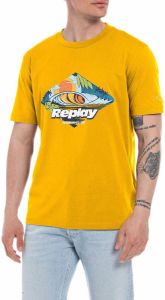 REPLAY T-shirt met printopdruk orca yellow