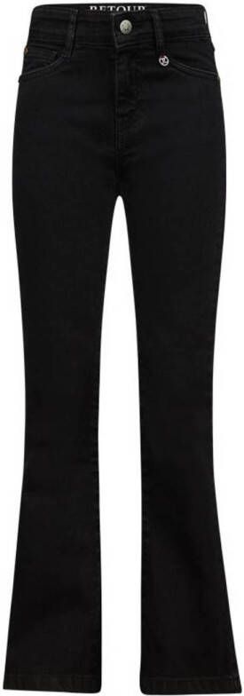 Retour Jeans flared jeans Mikkie jet black Zwart Meisjes Stretchdenim Effen 116
