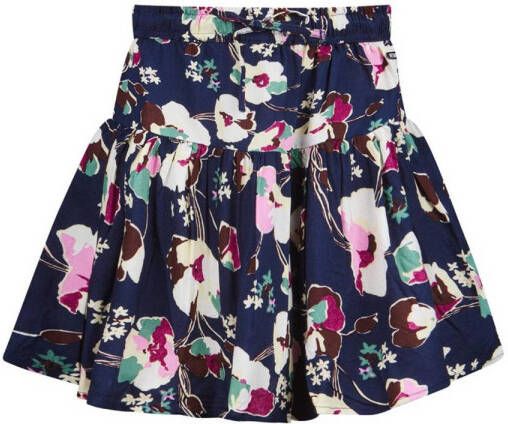 Retour Jeans gebloemde rok Poissy donkerblauw roze ecru Meisjes Viscose 122 128