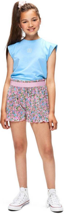Retour Denim gebloemde short roze lichtblauw groen Korte broek Meisjes Polyester 146-152