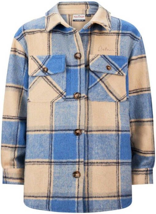 Retour Denim geruite shacket jas blauw zand