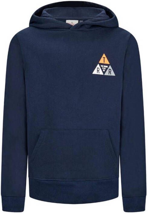 Retour Denim hoodie Gino met printopdruk donkerblauw