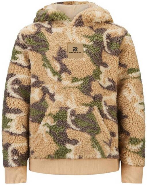 Retour Denim hoodie Shane met camouflageprint licht camel groen