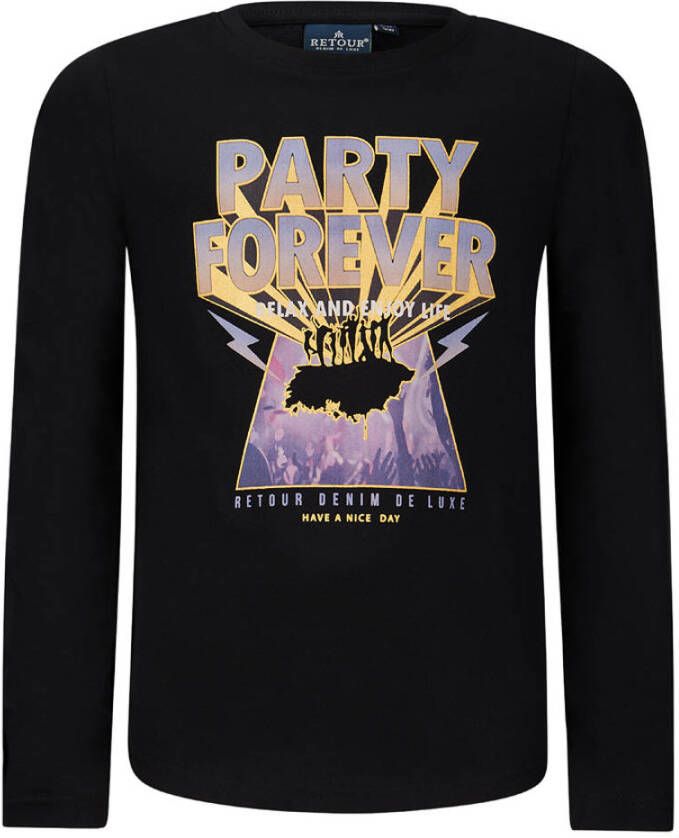 Retour Jeans longsleeve Robyn met printopdruk zwart Meisjes Katoen Ronde hals 122-128