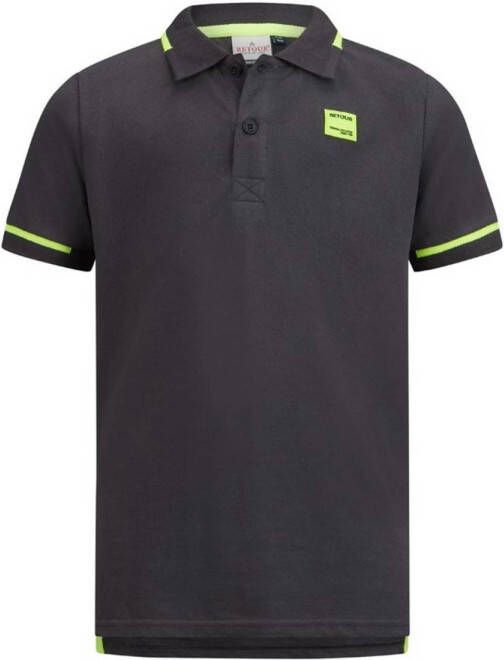 Retour Denim polo Lucas donkergrijs geel