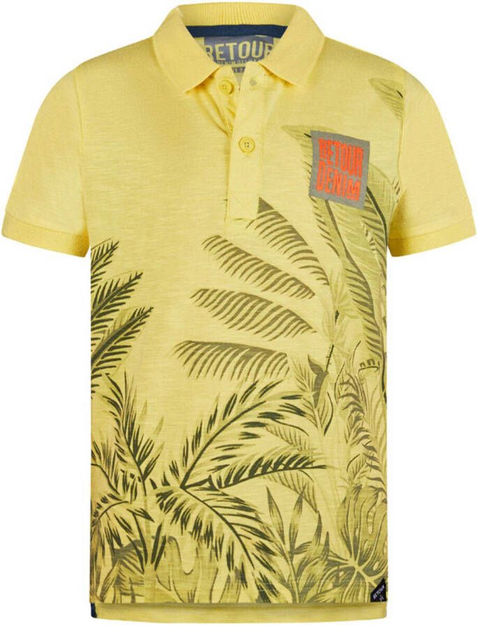 Retour Denim polo met printopdruk geel zwart