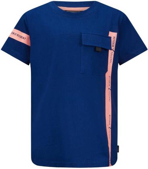 Retour Denim Retour X Touzani gestreept T-shirt Swing hardblauw roze