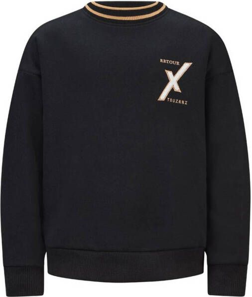 Retour Denim Retour X Touzani sweater Bounce met backprint zwart Jongens Sweat (duurzaam) Ronde hals 122 128