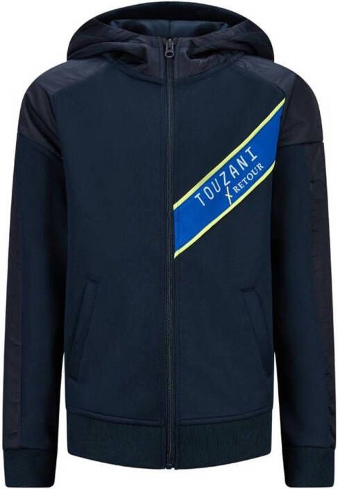 Retour Jeans Retour X Touzani sweatvest Cross met logo donkerblauw Jongens Polyester Capuchon 122 128