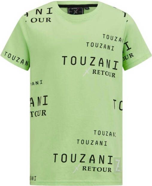 Retour Denim Retour X Touzani T-shirt Soccer met all over print lichtgroen