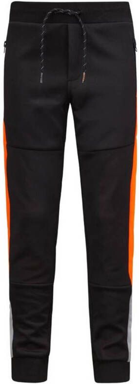 Retour Denim slim fit broek Frederik met zijstreep zwart oranje grijs