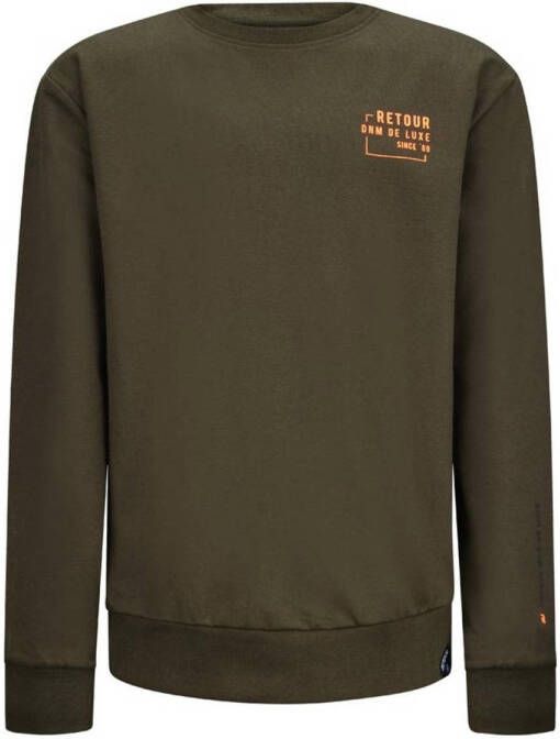 Retour Jeans sweater Borya met printopdruk army groen Printopdruk 122 128
