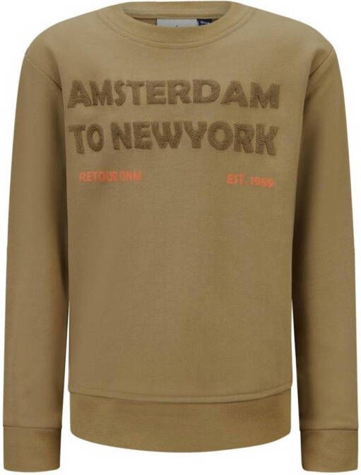Retour Jeans sweater Guy met printopdruk licht camel Beige Printopdruk 146 152