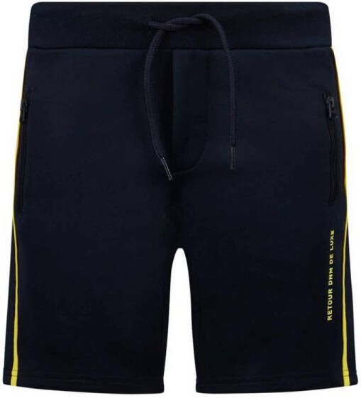 Retour Jeans sweatshort Lars met zijstreep donkerblauw Jongens Polyester 146 152