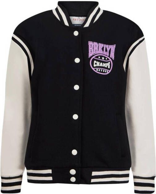 Retour Denim sweatvest Eva met backprint zwart wit