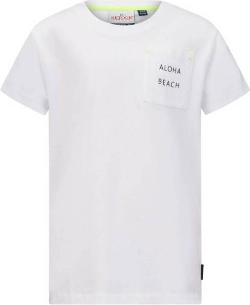 Retour Denim T-shirt Delvin met backprint wit
