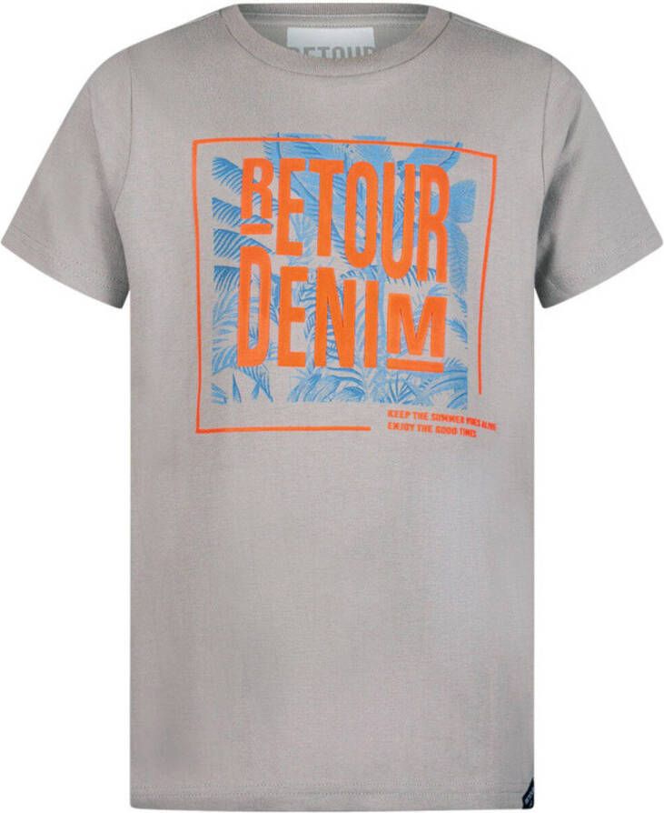 Retour Denim T-shirt met printopdruk grijs