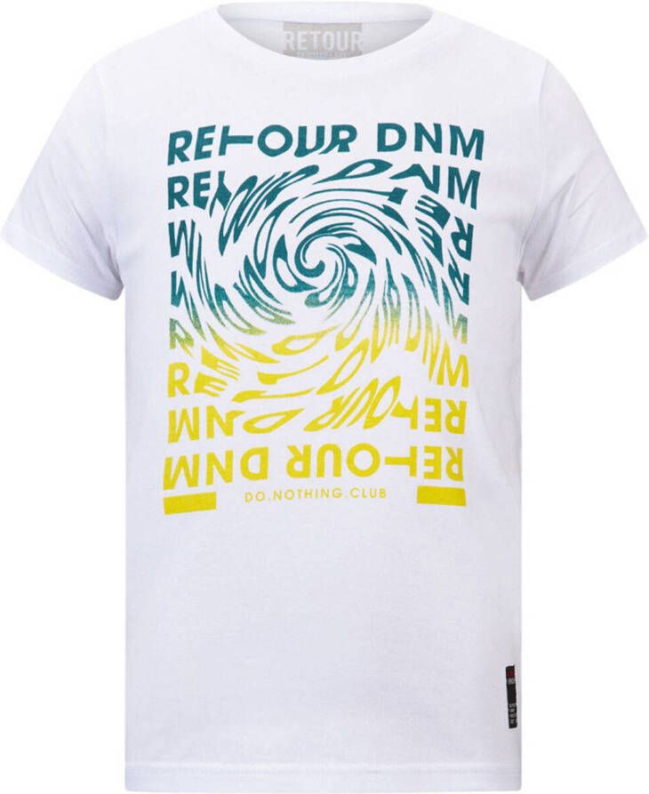 Retour Jeans T-shirt met printopdruk wit Jongens Katoen Ronde hals Printopdruk 116