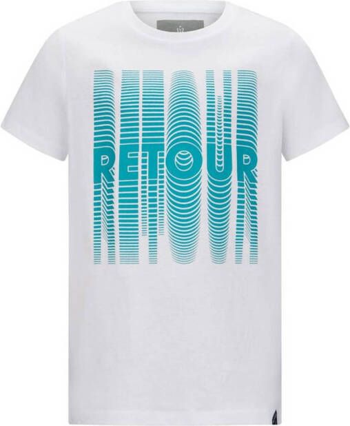 Retour Jeans T-shirt Orlando met logo wit Jongens Katoen Ronde hals Logo 122 128