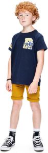 Retour Denim T-shirt Pharrel met backprint donkerblauw geel