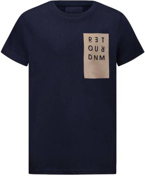 Retour Denim T-shirt Tyson met printopdruk donkerblauw