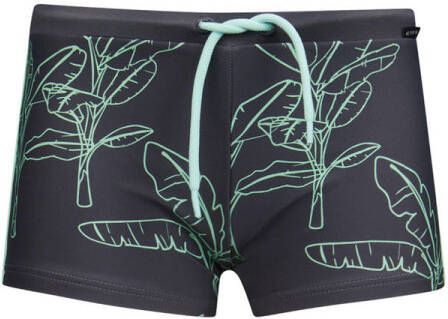 Retour Denim zwemboxer Jacco donkergrijs groen Jongens Polyamide All over print 158 164