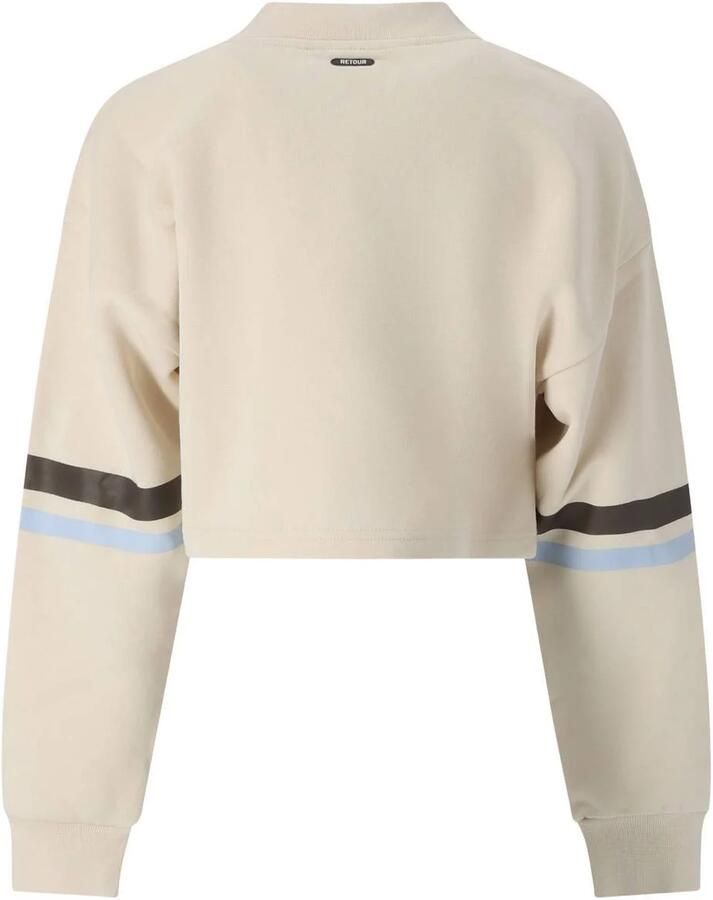 Retour Jeans boxy gestreepte cropped trui beige bruin blauw Sweater Streep - Foto 2