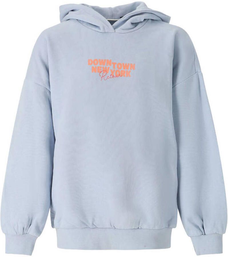 Retour Jeans boxy hoodie met backprint lichtblauw