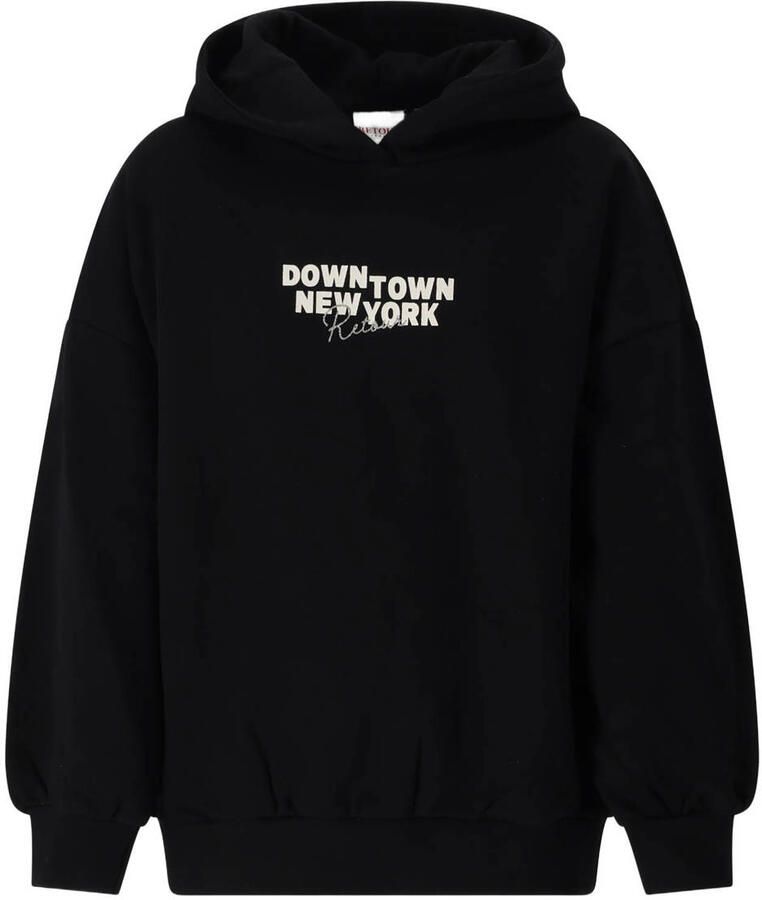 Retour Jeans boxy hoodie met backprint zwart Sweater Backprint