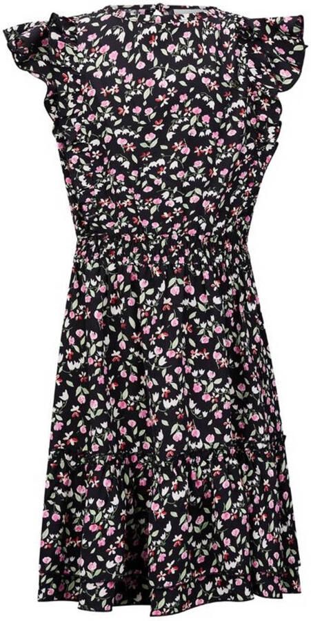 Retour Jeans gebloemde jurk Bonita zwart roze Meisjes Polyester Ronde hals 122 128