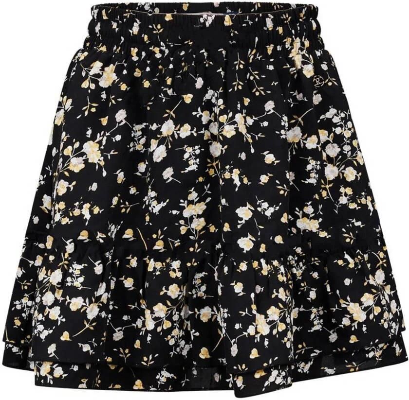 Retour Jeans gebloemde rok Eleena zwart geel Meisjes Polyester Bloemen 146 152