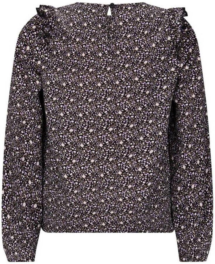 Retour Jeans gebloemde top Fajah zwart beige Meisjes Polyester Ronde hals 122-128