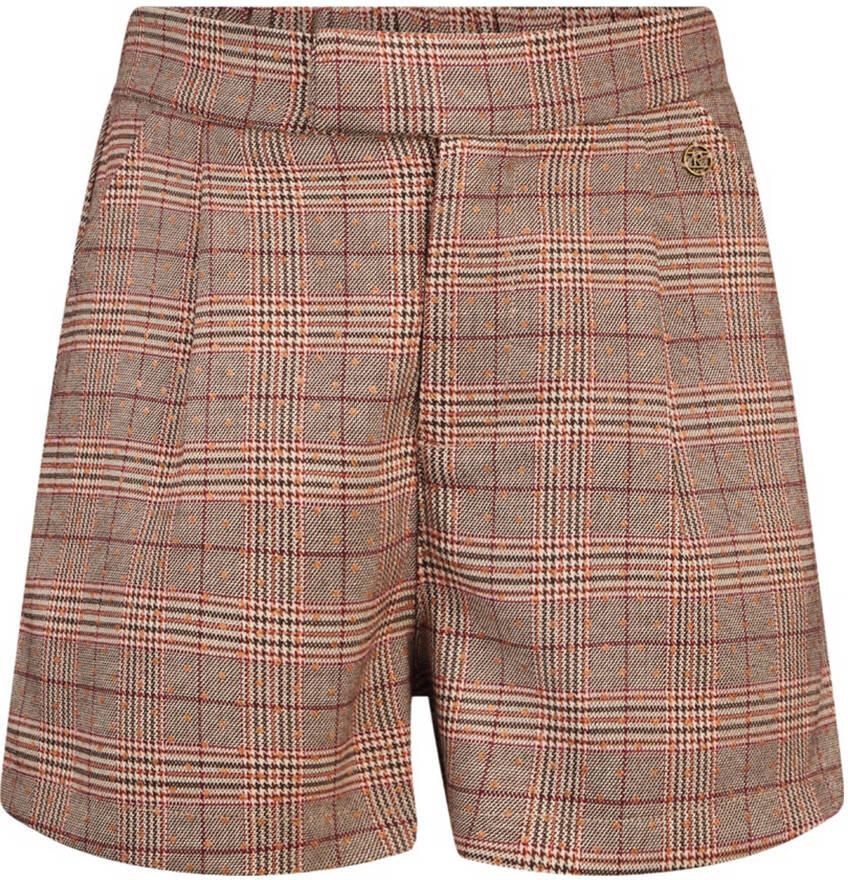 Retour Jeans geruite loose fit casual short Linda lichtbruin