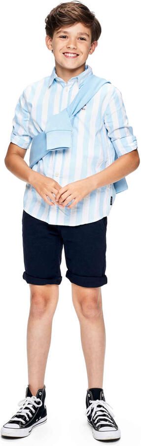 Retour Jeans gestreept overhemd Dion lichtblauw wit Jongens Katoen Klassieke kraag 122 128
