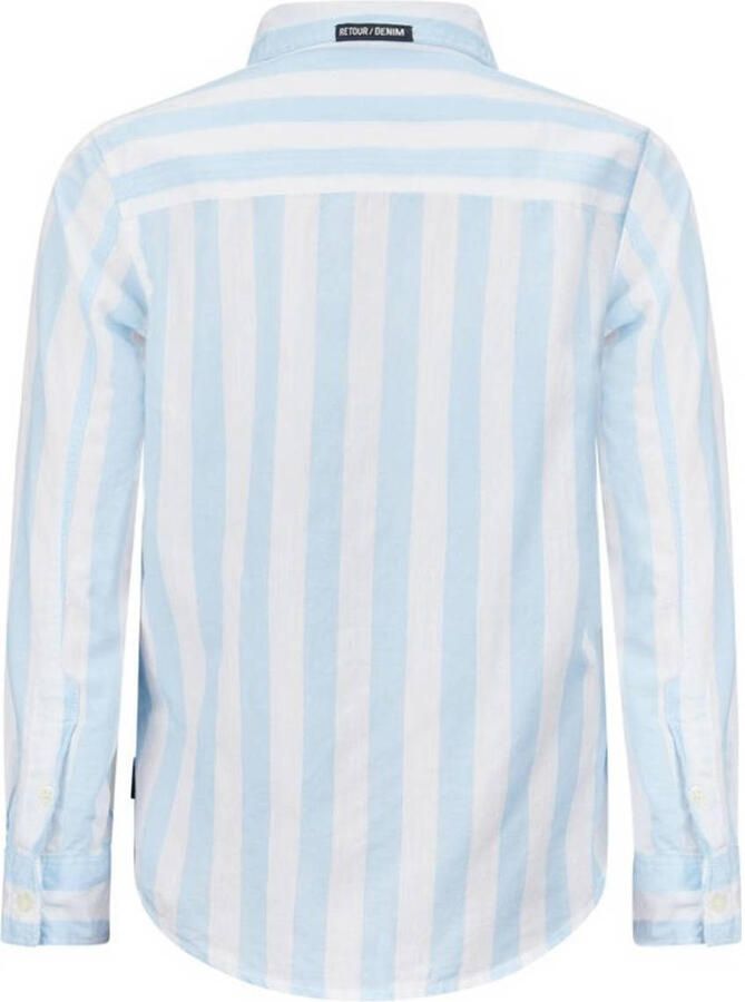 Retour Jeans gestreept overhemd Dion lichtblauw wit Jongens Katoen Klassieke kraag 122 128 - Foto 3