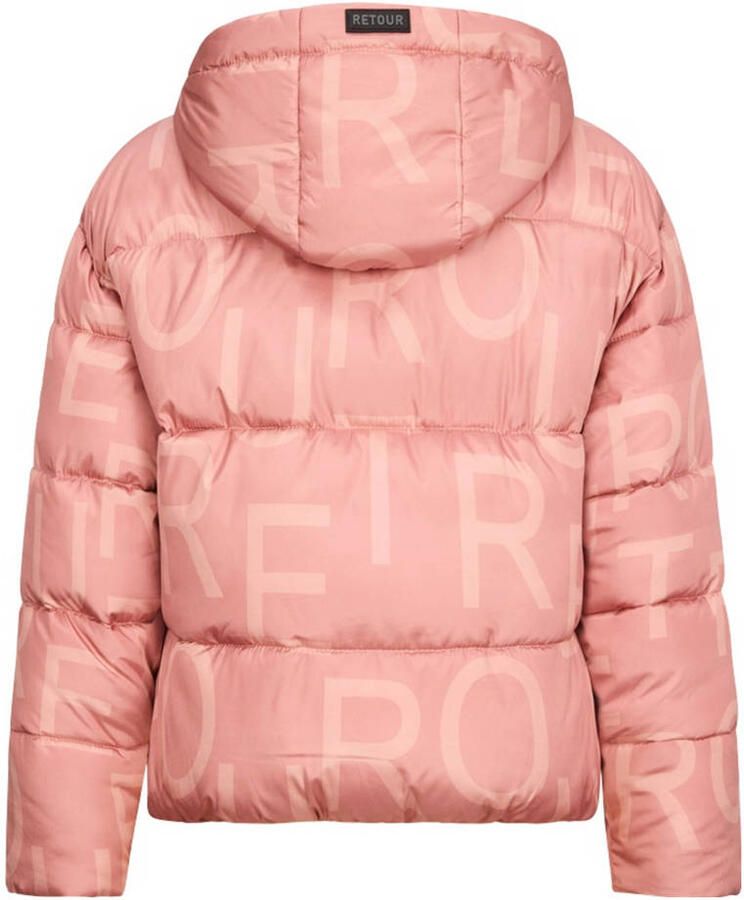 Retour Jeans gewatteerde jas roze + muts