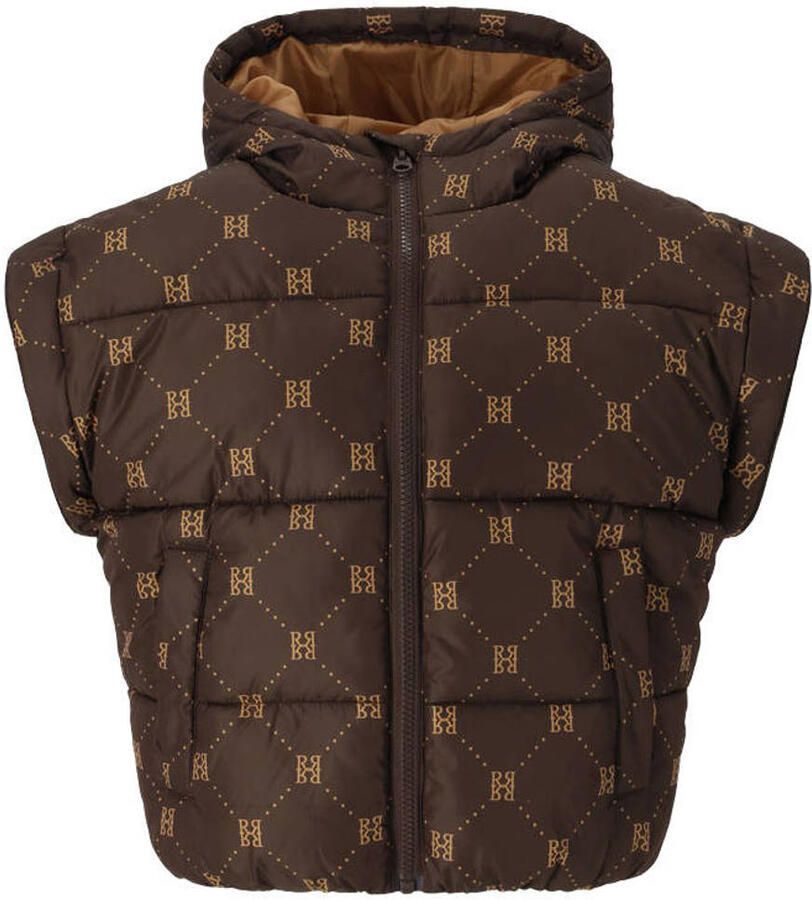 Retour Jeans gewatteerde puffer winterjas met print donkerbruin - Foto 2