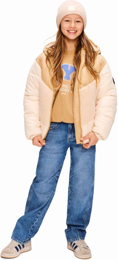 Retour Jeans gewatteerde teddy winterjas beige
